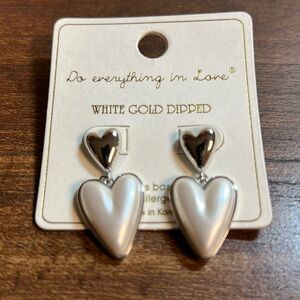 White Gold Dipped Heart Earrings